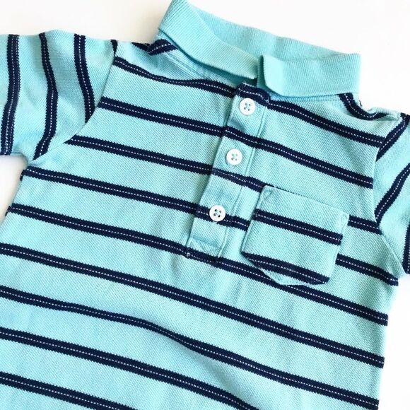 Carters blue stripe romper EUC  24 months - Picture 2 of 4